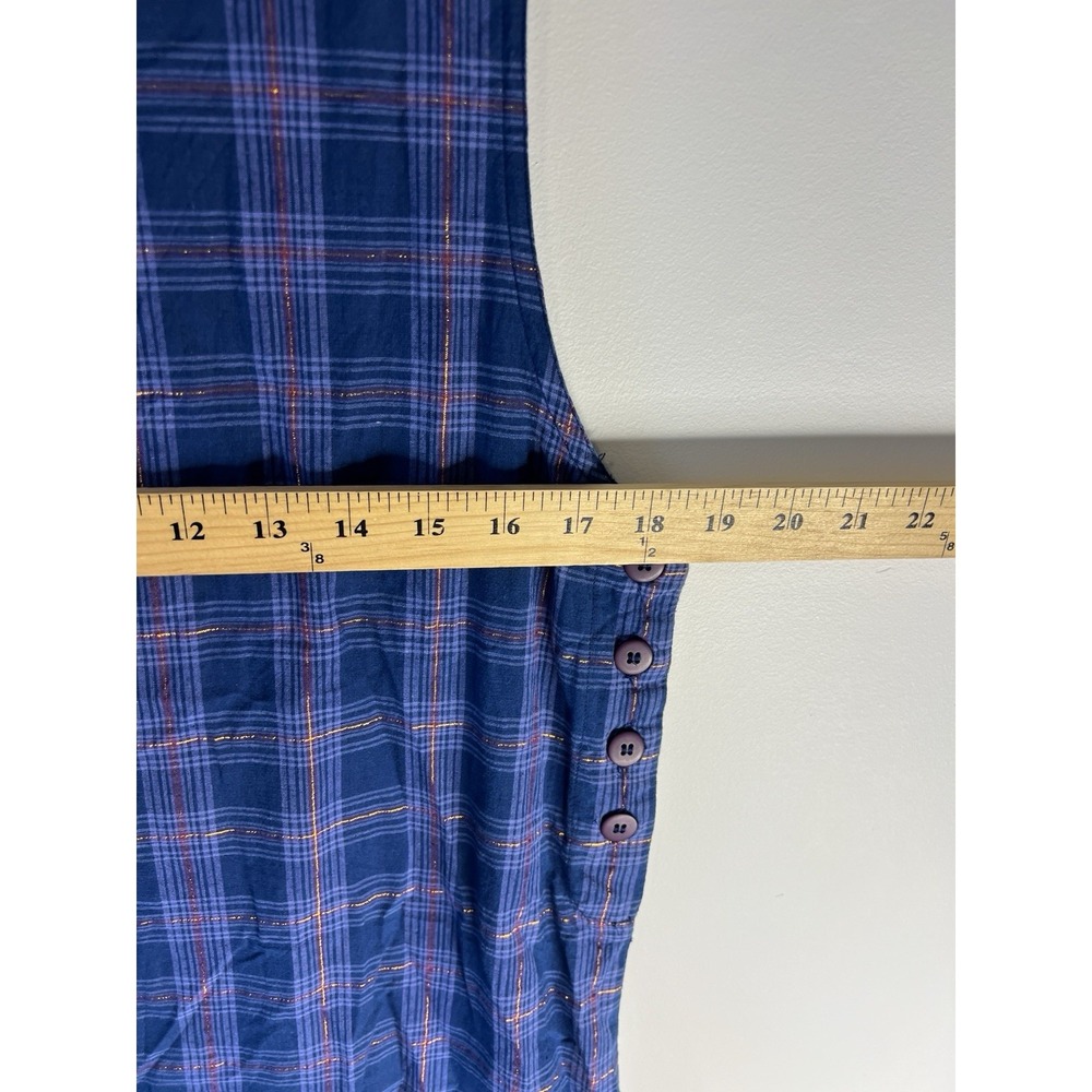 Vtg Lemon Grass Plaid Gold Jumper Dress Women M Prairie Comfy - Picture 13 of 13